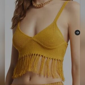 OPEN EDIT Fringe Sweater Bralette- Yellow Harvest. Sz L. NWOT